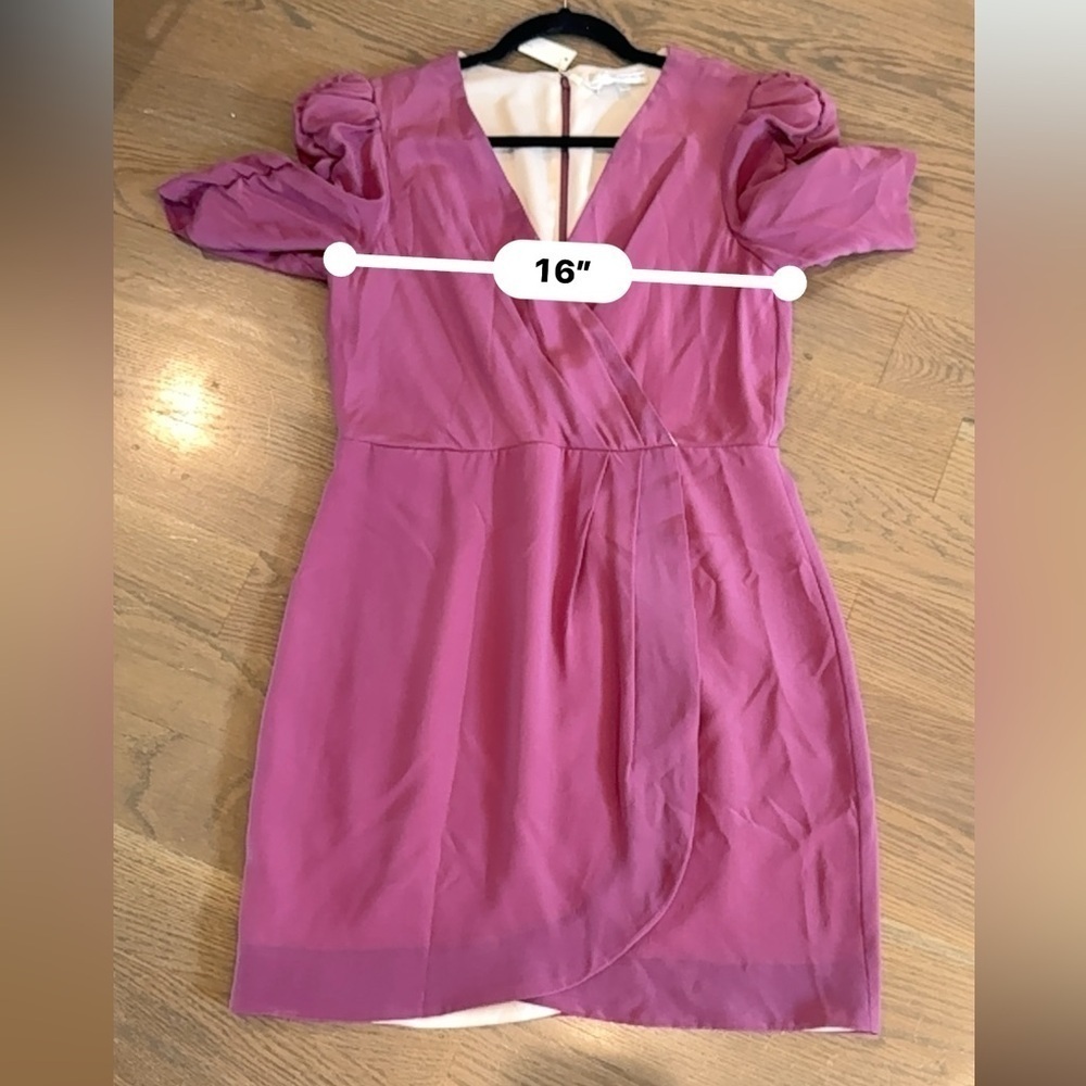 Lavender Brown Fuchsia Silk Mini Dress 100% silk pink. Vintage NEW - Picture 8 of 9
